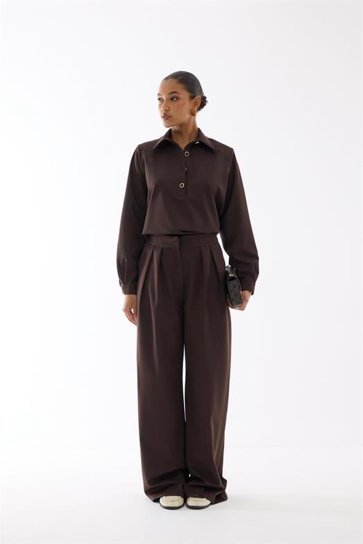 Premium Palazzo Kahve Pantolon