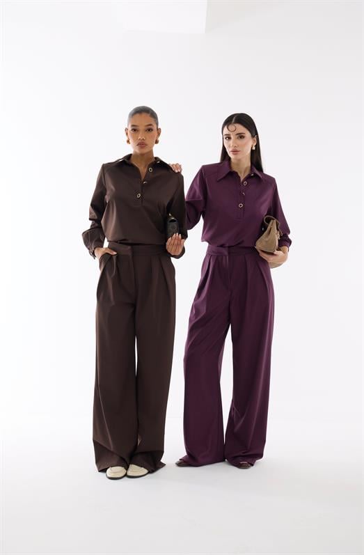 Premium Palazzo Kahve Pantolon