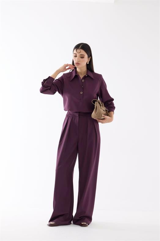 Premium Palazzo Mürdüm Pantolon