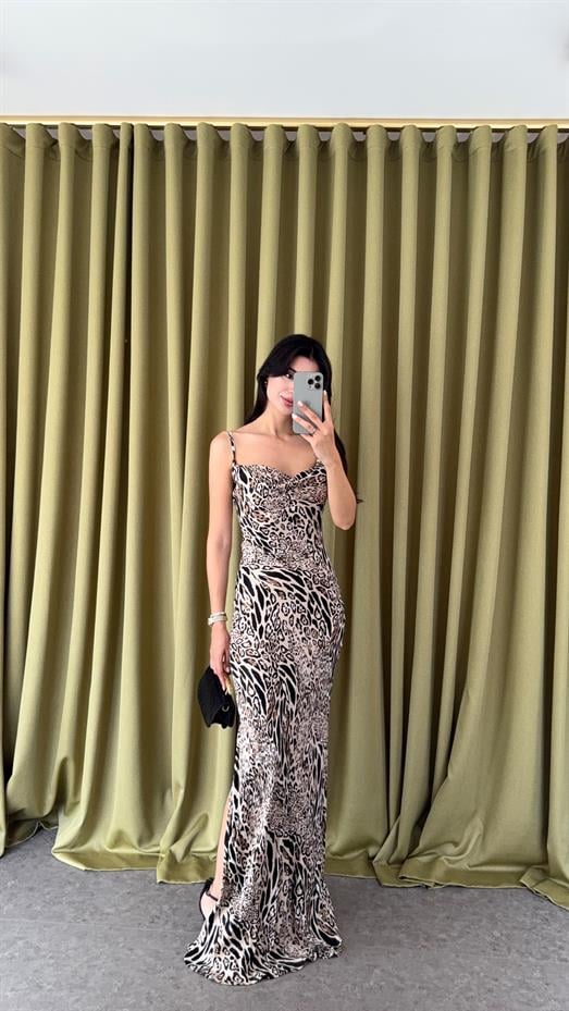 Premium Saten Maxi Elbise