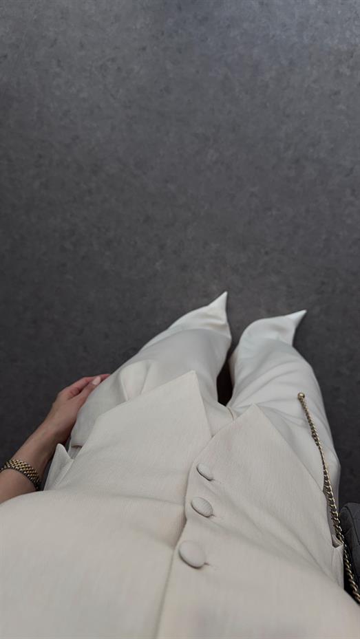 Premium Yelek-Pantolon Krem Takım