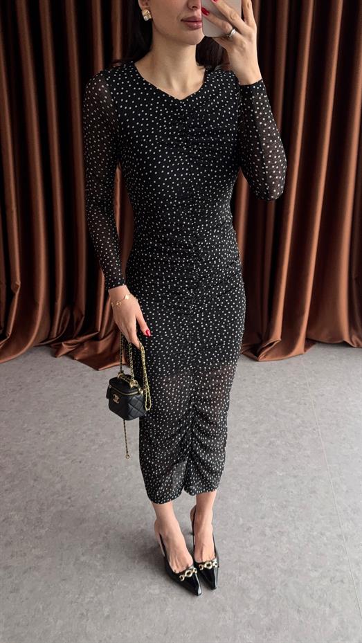 Puantiyeli Tül Elbise