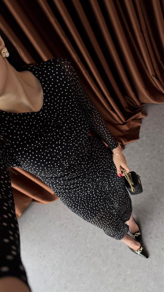 Puantiyeli Tül Elbise