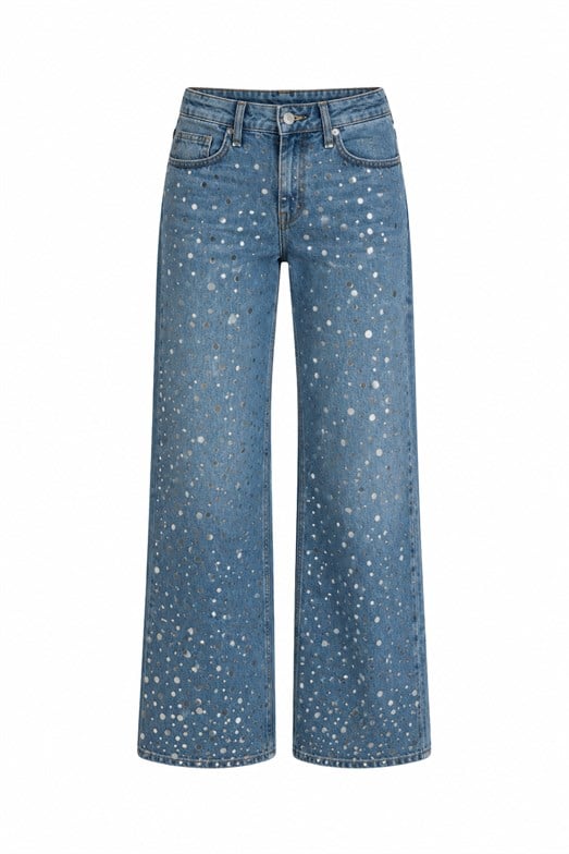 Pullu Açık Mavi Jean