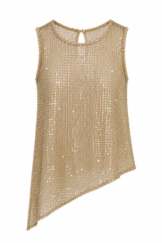 Pullu Asimetrik Gold Bluz