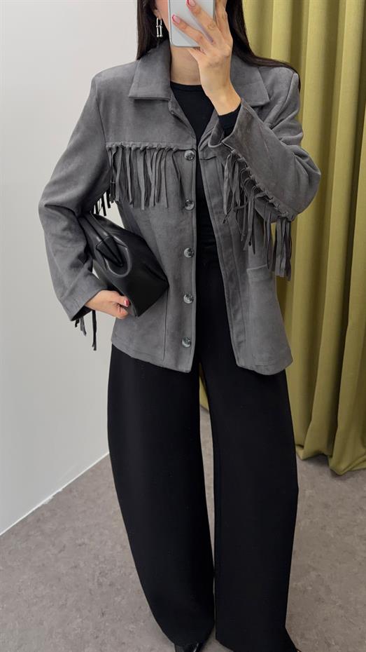 Püsküllü Süet Ceket