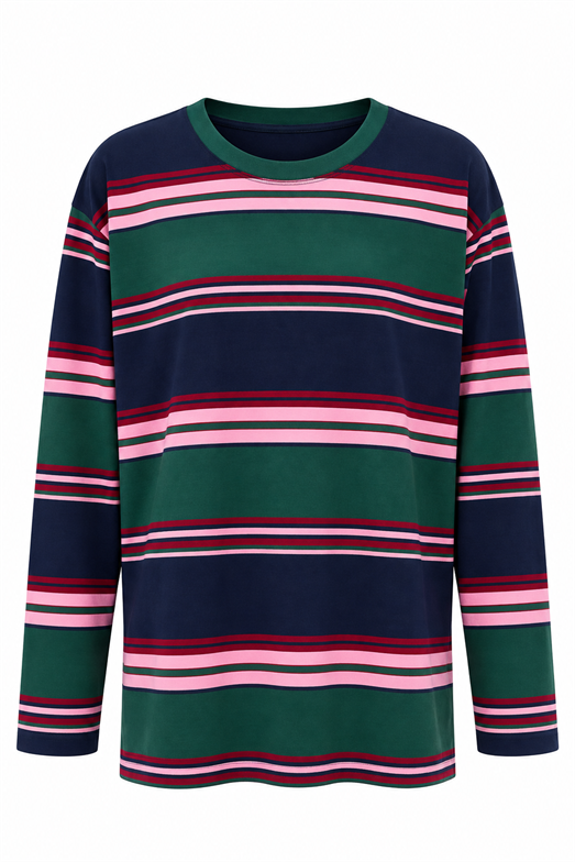Renkli Çizgili Sweatshirt