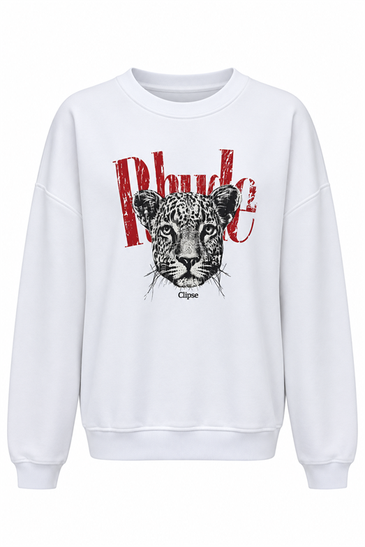 Rhude Leopar Baskılı Bisiklet Yaka Sweat