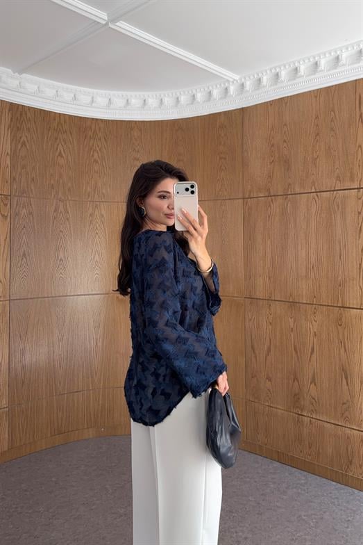 Saçaklı Lacivert Kimono