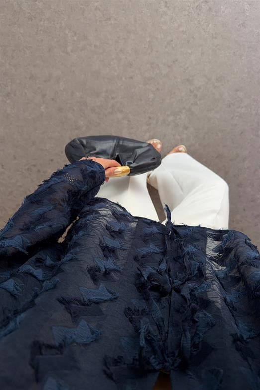 Saçaklı Lacivert Kimono
