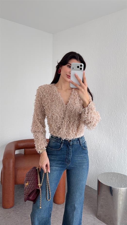 Saçaklı Pudra Bodysuit