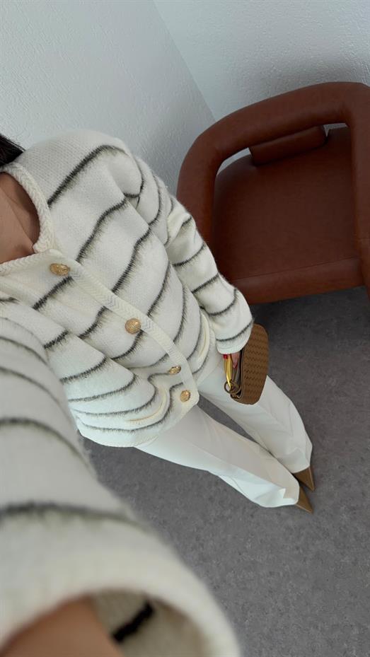 Sakallı Ekru Hırka