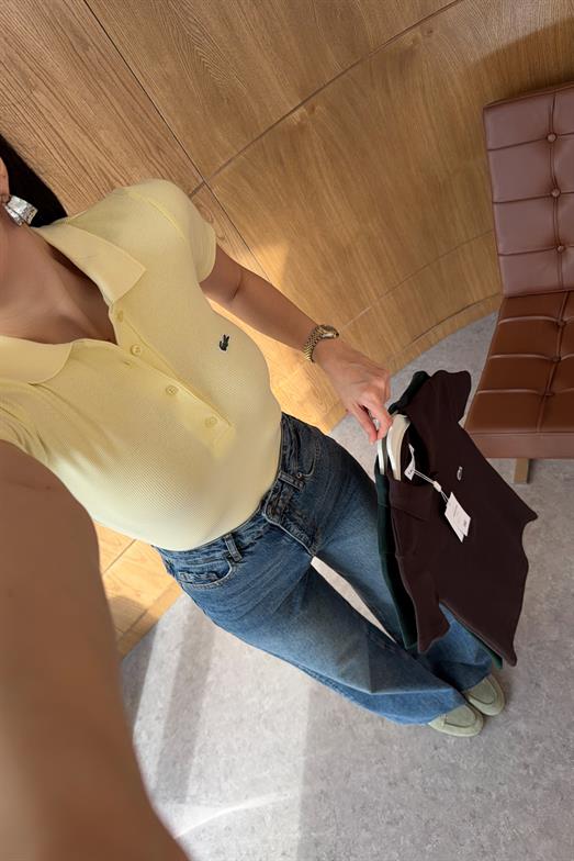 Sarı Polo Yaka Kaşkorse Tshirt