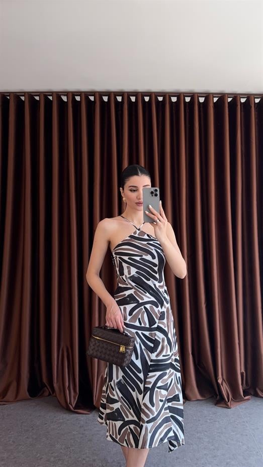 Saten Zebra Elbise
