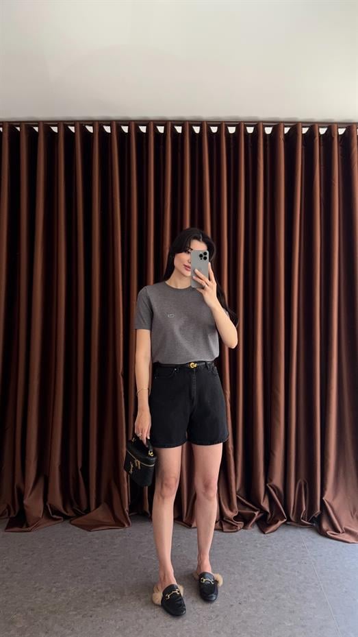 Şehir Boy Antrasit Denim Şort