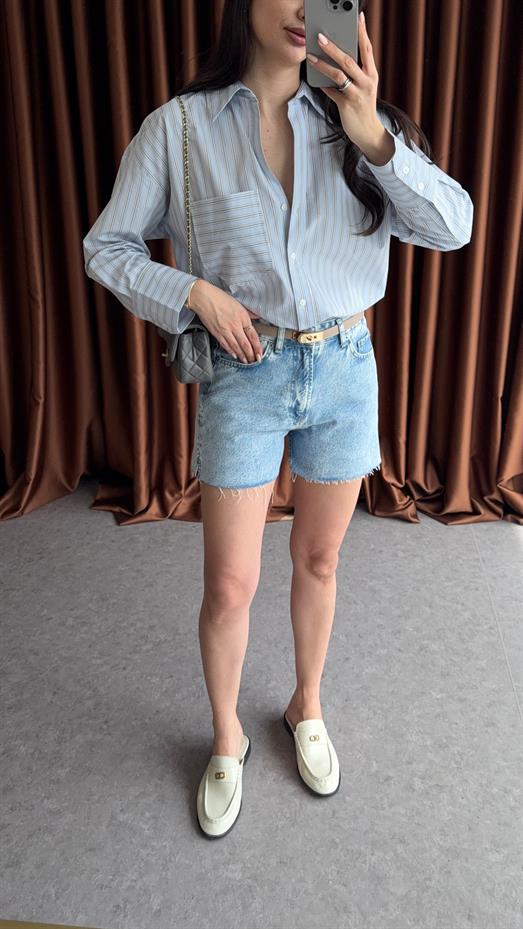 Şehir Boy Denim Mavi Şort