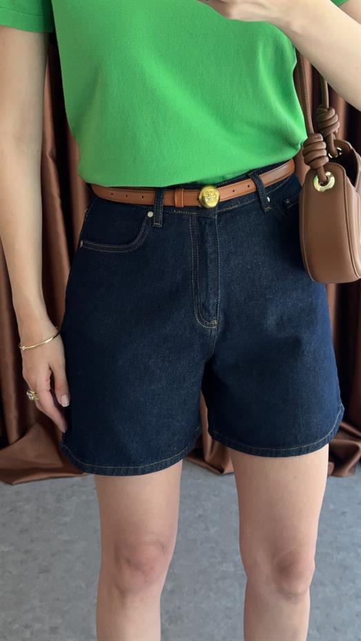 Şehir Boy Lacivert Denim Şort