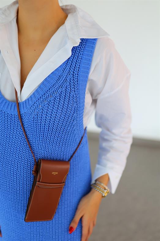 Selanik Örgü Bebe Mavi Elbise