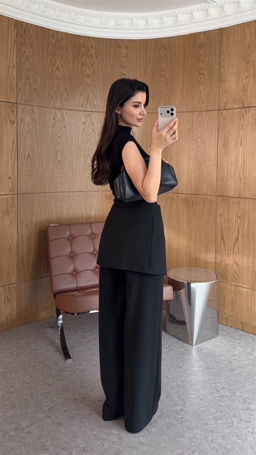 Seyyar Parçalı Siyah Pantolon