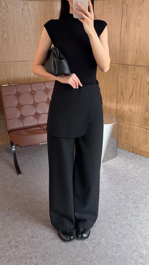 Seyyar Parçalı Siyah Pantolon