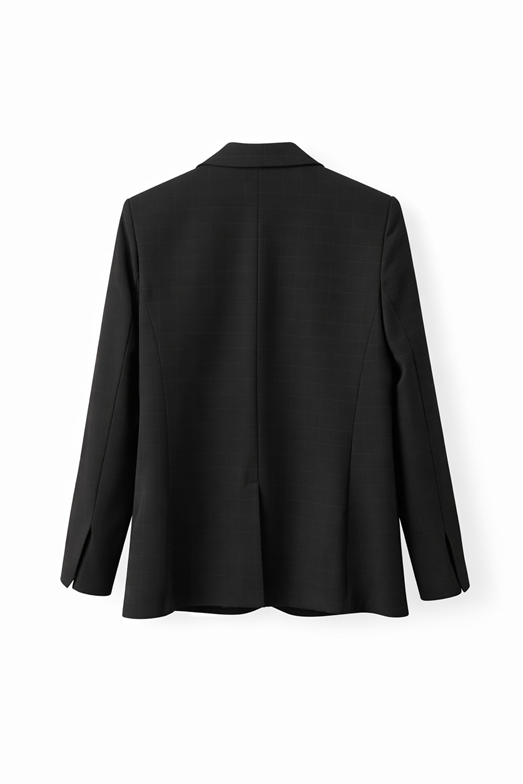 Silik Ekoseli Siyah Blazer Ceket