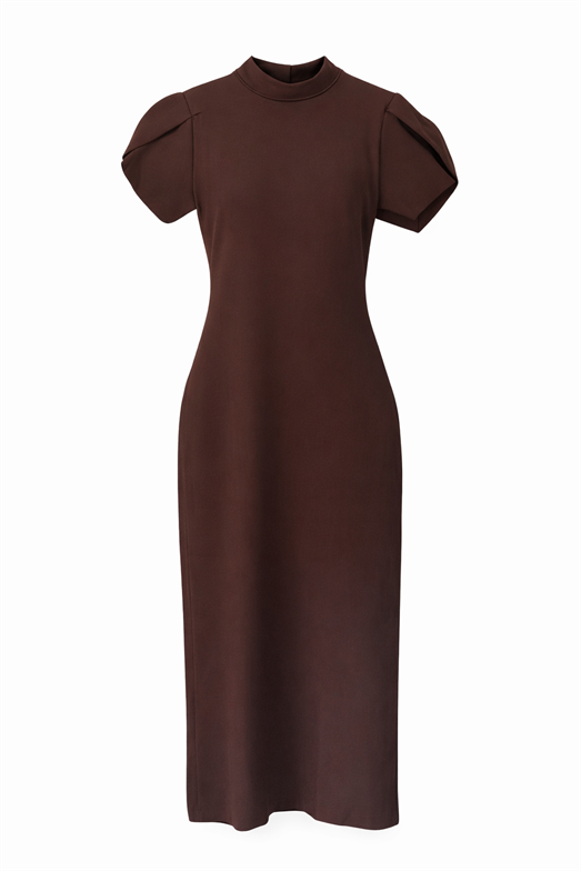 Sırt Dekolteli Kahverengi Elbise