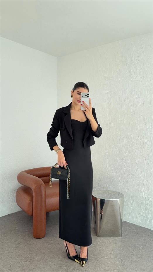 Siyah Ceket-Elbise Takım