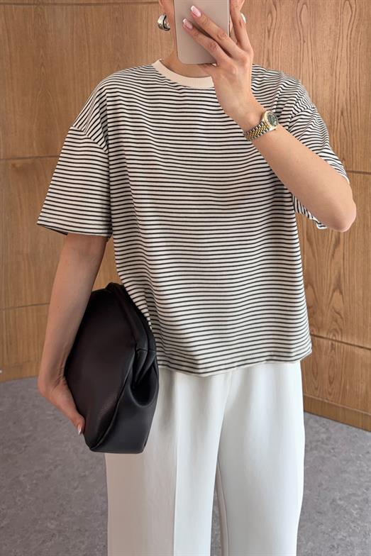 Siyah Çizgili Premium Tshirt