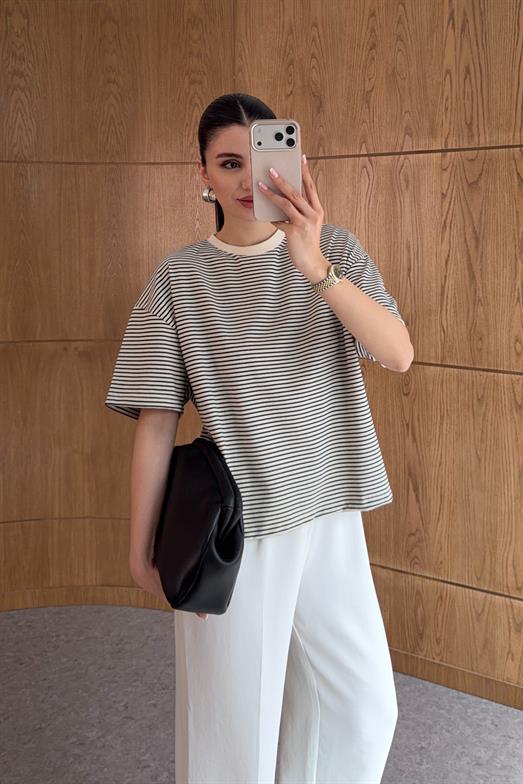 Siyah Çizgili Premium Tshirt