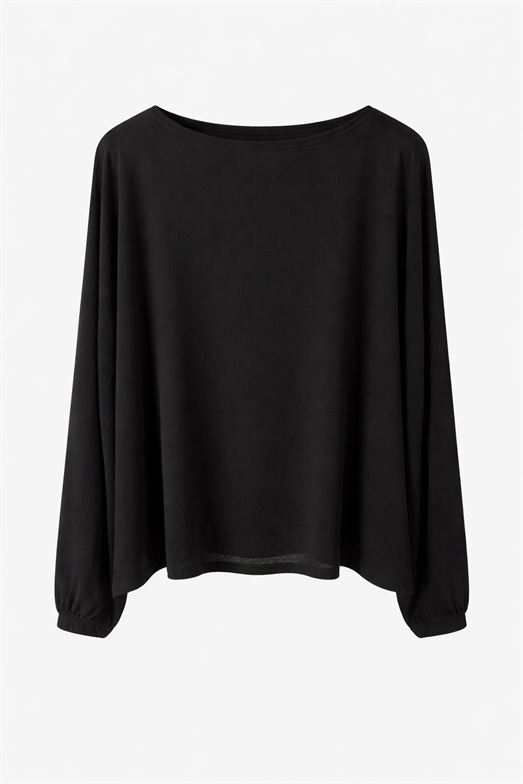 Siyah Kayık Yaka Salaş Bluz