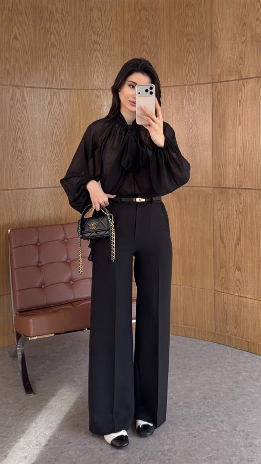 Siyah Palazzo Pantolon