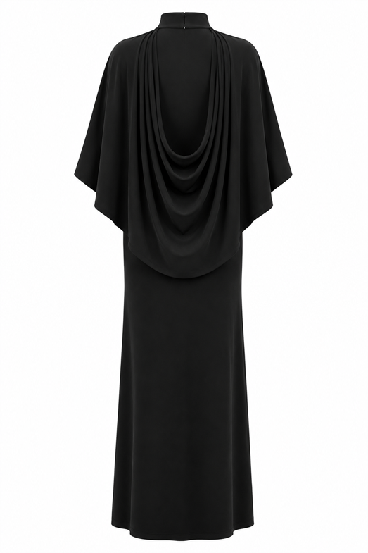 Siyah Pelerinli Maxi Elbise