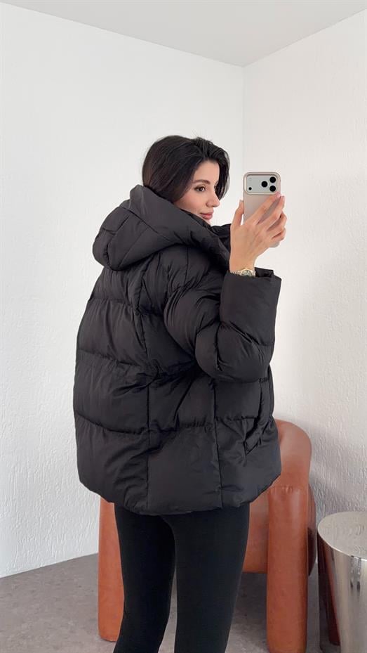 Siyah Premium Şişme Mont