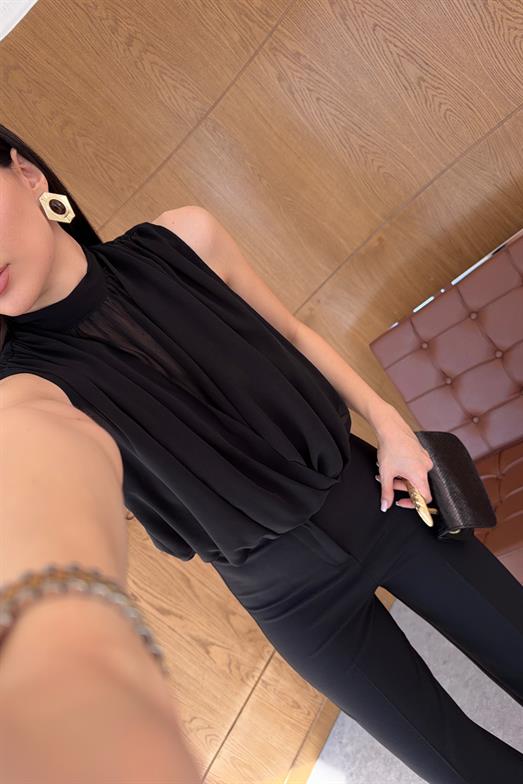 Siyah Şifon Bluz