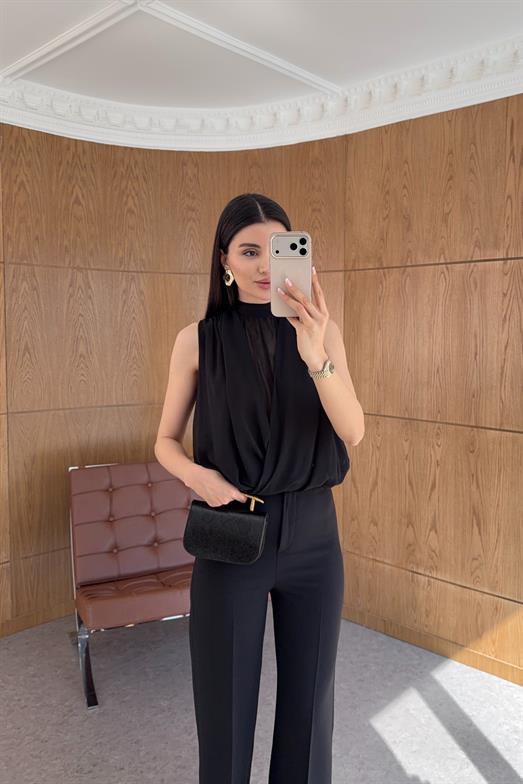Siyah Şifon Bluz