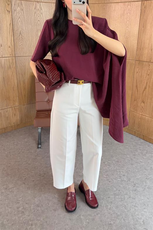 Skatter Beyaz Kumaş Pantolon