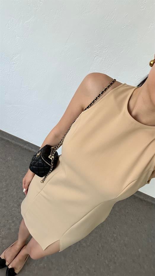 Slimfit Sütlü Kahve Elbise