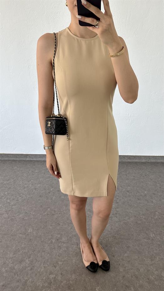 Slimfit Sütlü Kahve Elbise