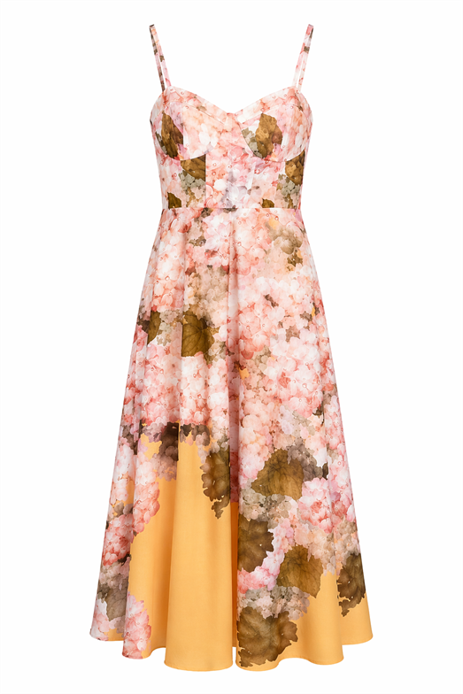 Soft Floral Desenli Bustiyer Form Elbise