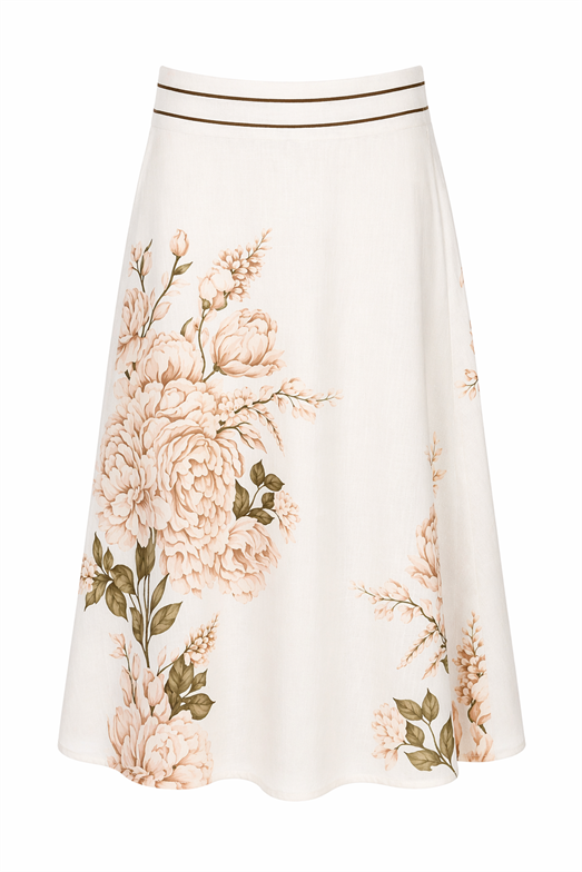 Soft Ton Çiçek Desenli Crop Bluz-Etek Takım