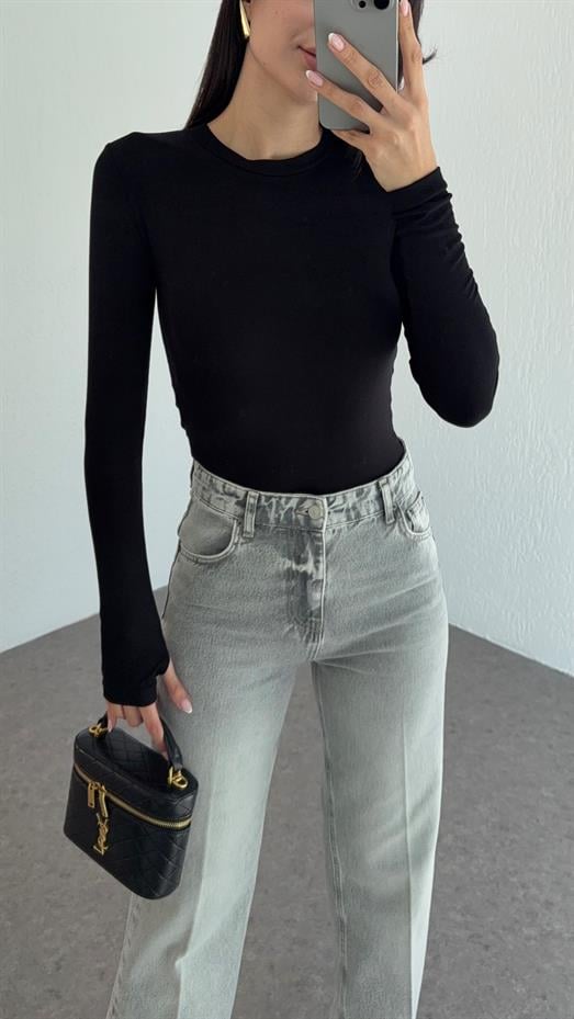 Soft Touch Basic Siyah Bluz