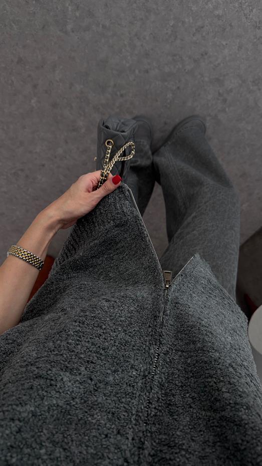 T Kol Çift Fermuarlı Antrasit Yelek