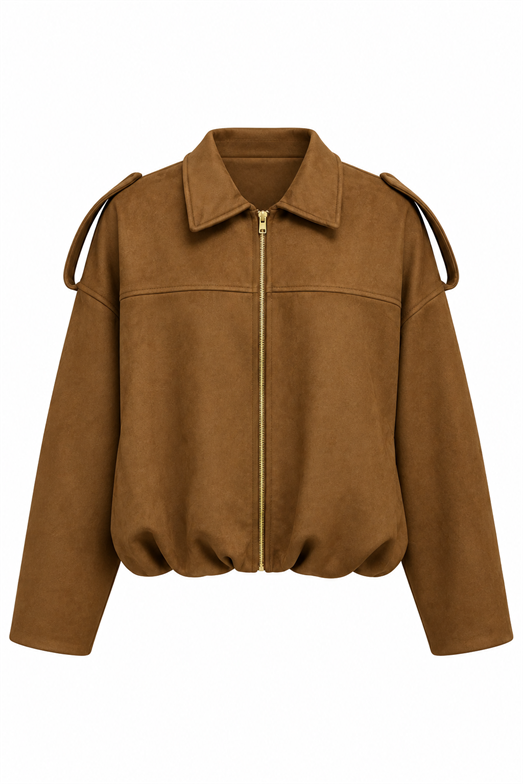 Taba Rengi Süet Bomber Ceket