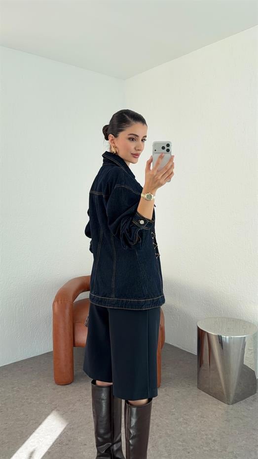 Tasarım Koyu Denim Ceket