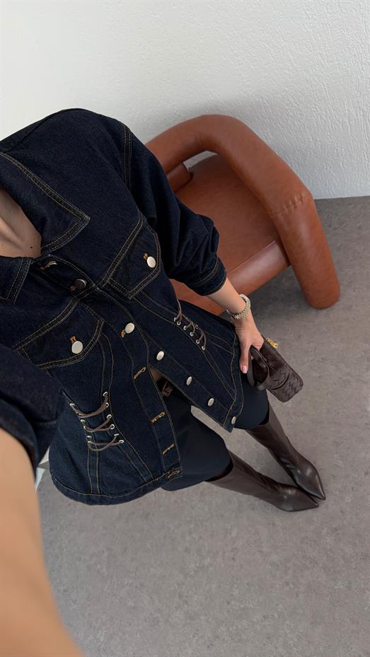 Tasarım Koyu Denim Ceket