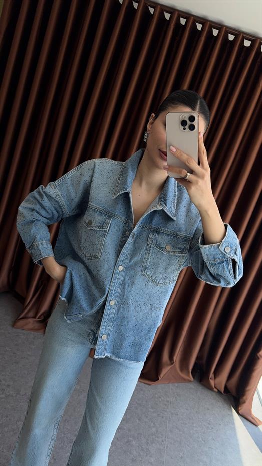 Taşlı Denim Ceket