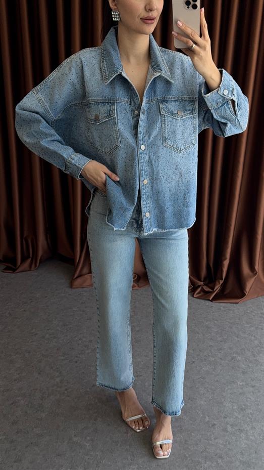 Taşlı Denim Ceket