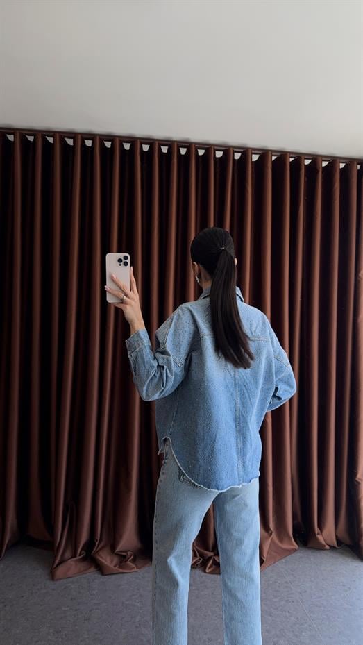 Taşlı Denim Ceket