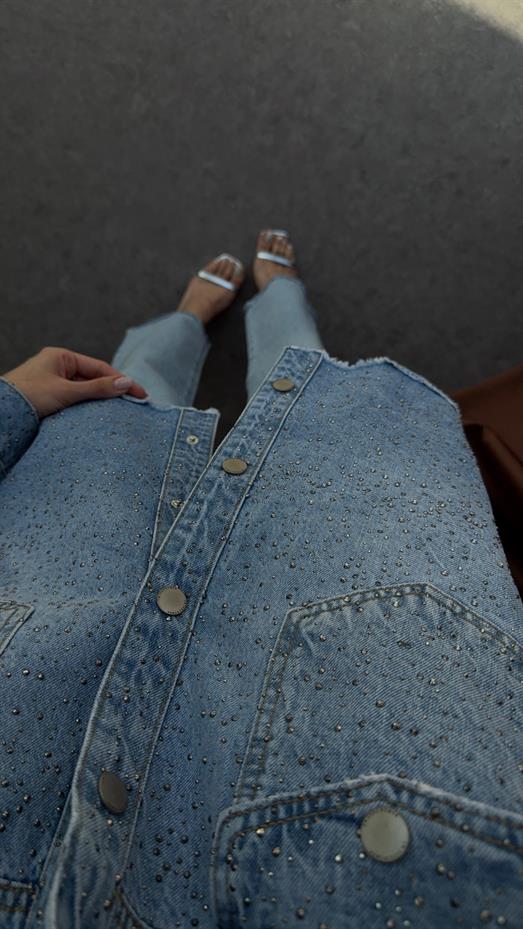 Taşlı Denim Ceket