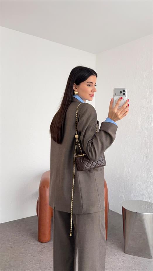 Tek Düğmeli Premium Kahve Ceket